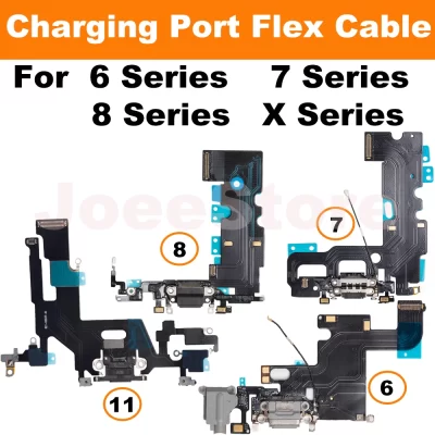 1pcs Charging Port Flex Cable for iPhone 11 X XS XSMax XR 6 6S 7 8 Plus USB Charger Dock Connector With Microphone Ribbon Repair