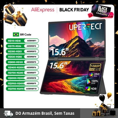 UPERFECT Delta 15.6" Folding Monitor FHD Dual Portable Display Build Adjust Stand Dual-stacked Screen For Mac Windows Laptop PC