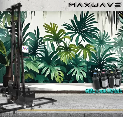 Máquina de impressão de parede 3d direto para mural de parede 5/7 cores tinta uv impressora de parede dupla grande impressora de papel de parede interior ao ar livre