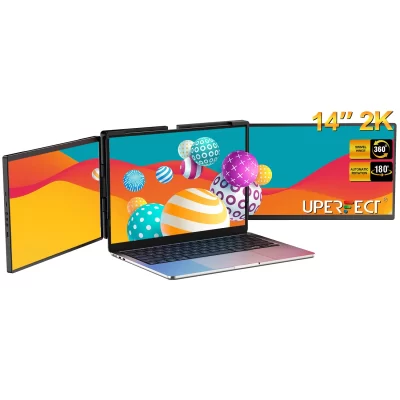 UPERFECT Laptop Screen Extender 14" Portable Triple Monitor With QHD 2K IPS Display For Mac, Windows Chrome Fits 13-17 Inchs Lap