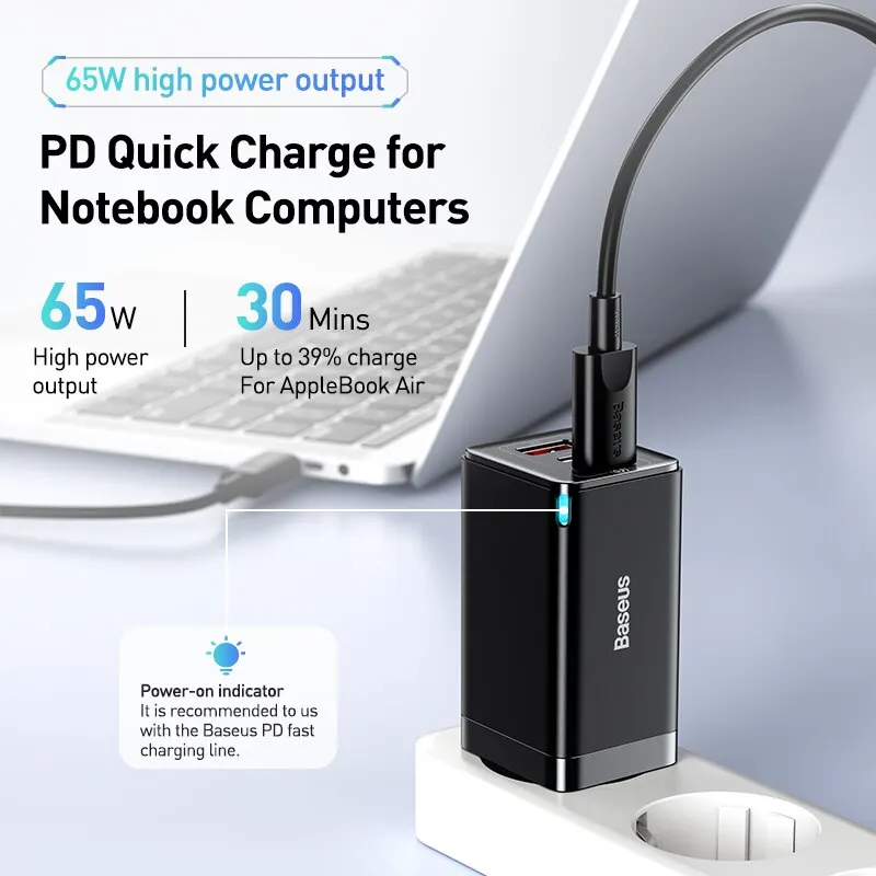 Baseus 65W GaN Charger Quick Charge Type C Phone Charger USB Charger Portable Fast Charger For Laptop iPhone 17 16 15 14 13 - Image 2