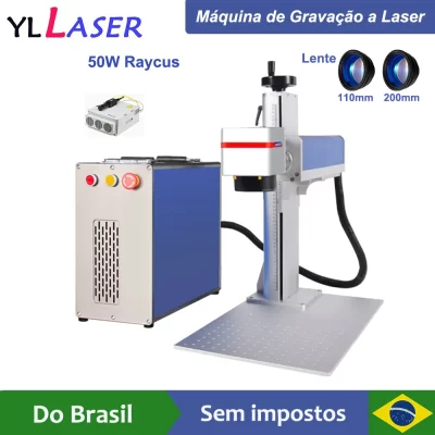 Fazer brasil 50w raycus máquina de marcação a laser de fibra portátil para todos os materiais com frete grátis