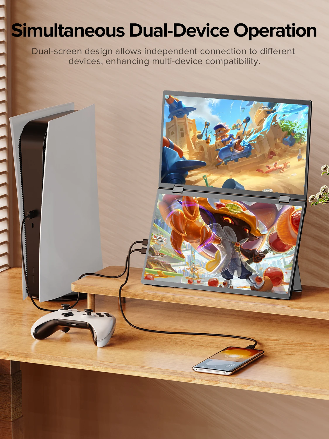 UPERFECT Delta 15.6"Dual Monitor Portable Gaming Triple Pc Display Laptop Screen 1080P HDR Folding Adjust For Phone Game Console - Image 5