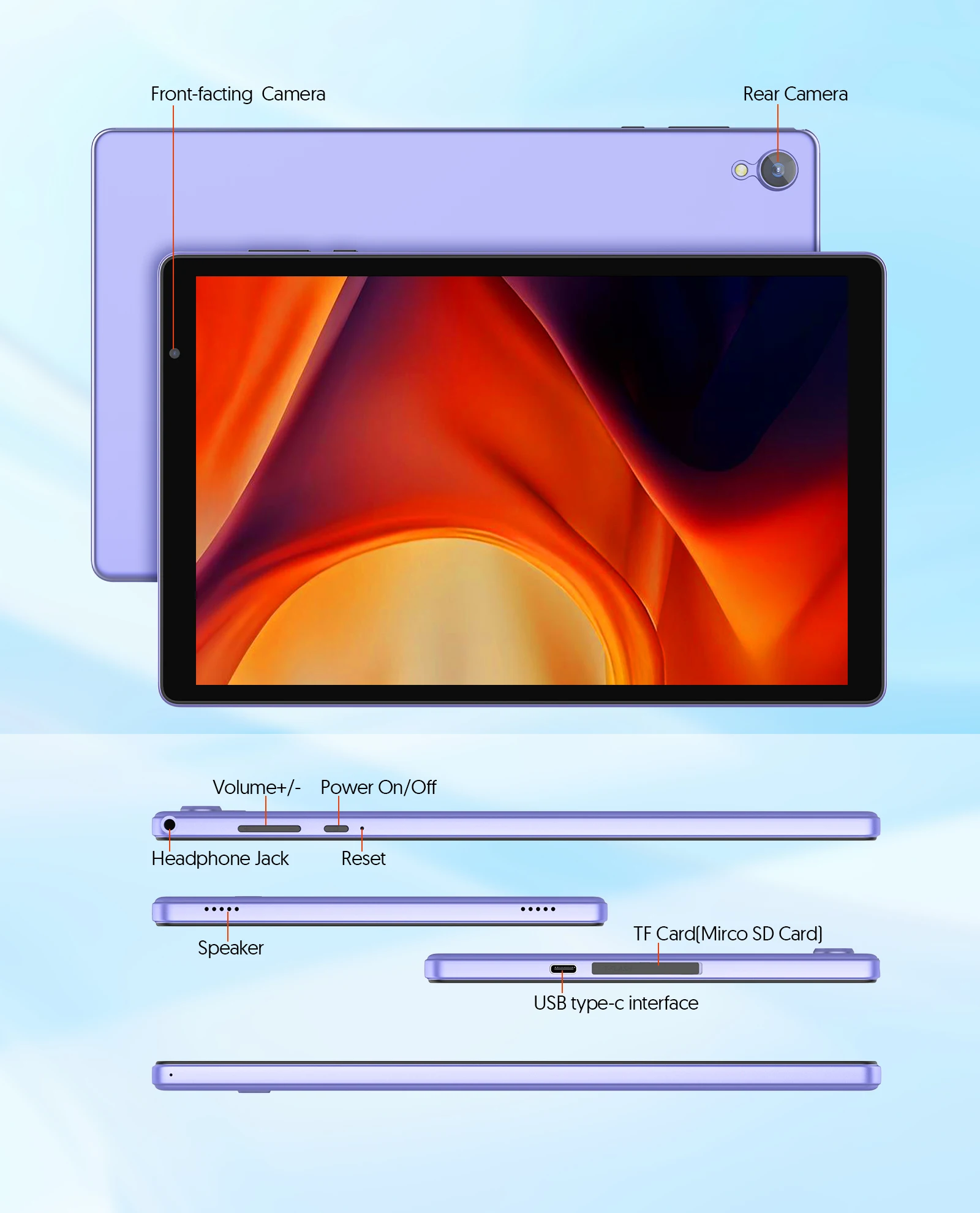 BAKEN Tablet Android 14 com tela HD de 10 polegadas, processador Quad-Core, 4 (2 + 2) GB ROM + 32 GB de RAM, Bluetooth, Google Play - Image 5