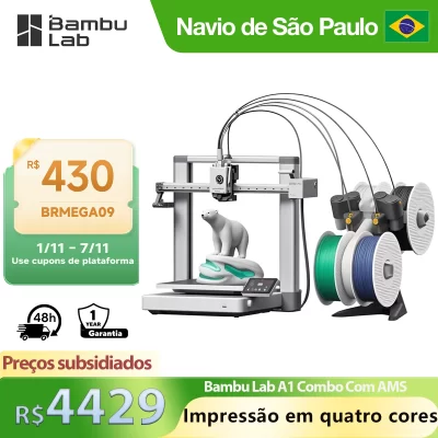 Bambu Lab A1 Combo Ams Lite 3D Printer Auto Leveling Robust Direct Extruder Tri-High Speed to 500mm/s APP Remote Monitoring