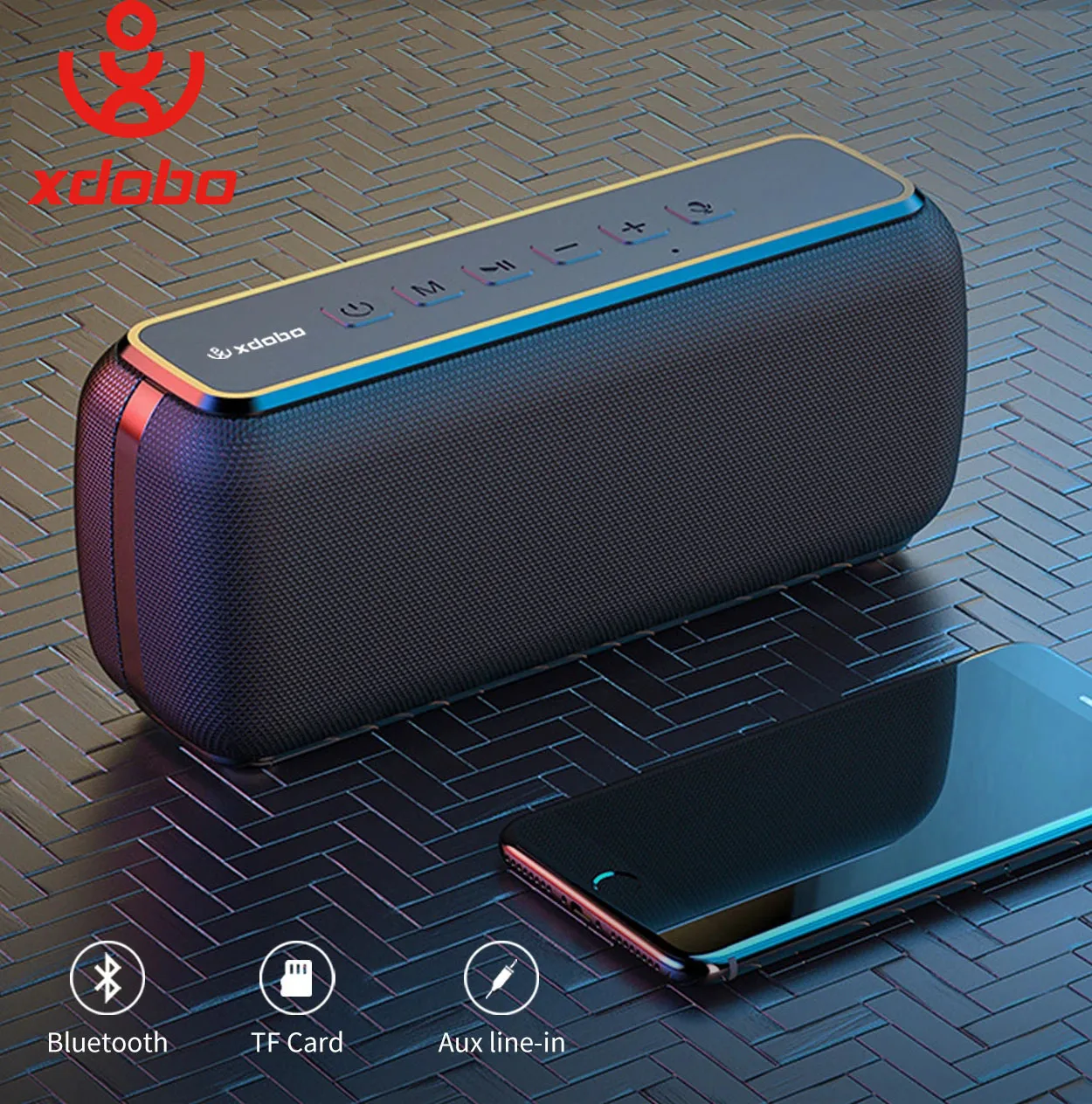 XDOBO Hot Sale X8 60W Portable Outdoor Speakers Bluetooth Wireless Bass Subwoofer Waterproof 6600mAh TWS Function Support TF/AUX