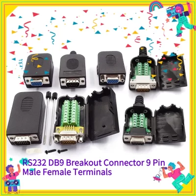1 peça conector de fuga rs232 db9 9 pinos macho fêmea terminais rs485 com plug D-SUB terminais 21-24 awg fio sem solda conector