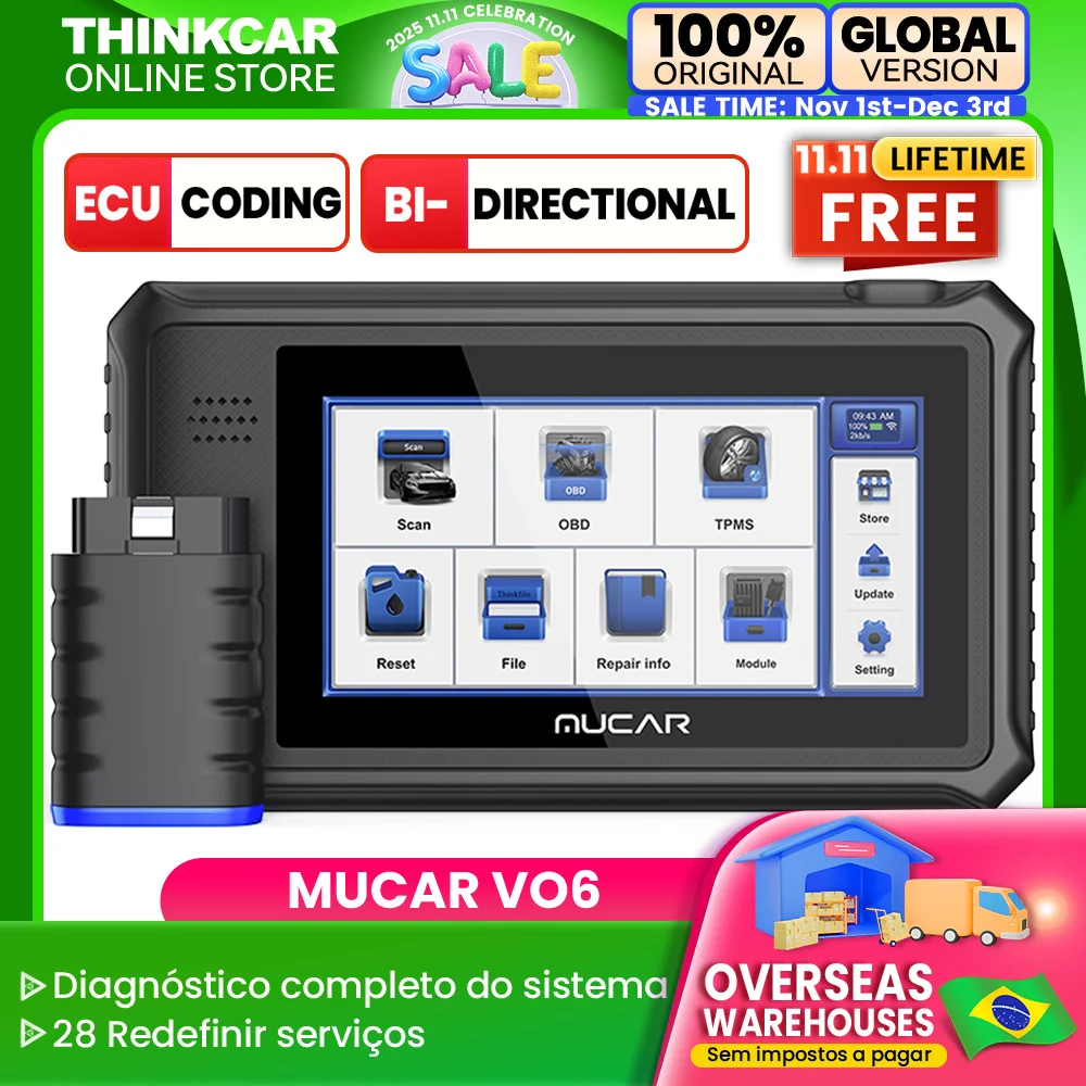 MUCAR VO6 OBD2 Professional Auto Scanner Full System 28 Reset ECU coding Bi-directional Lifetime Free Update Car Diagnostic Tool