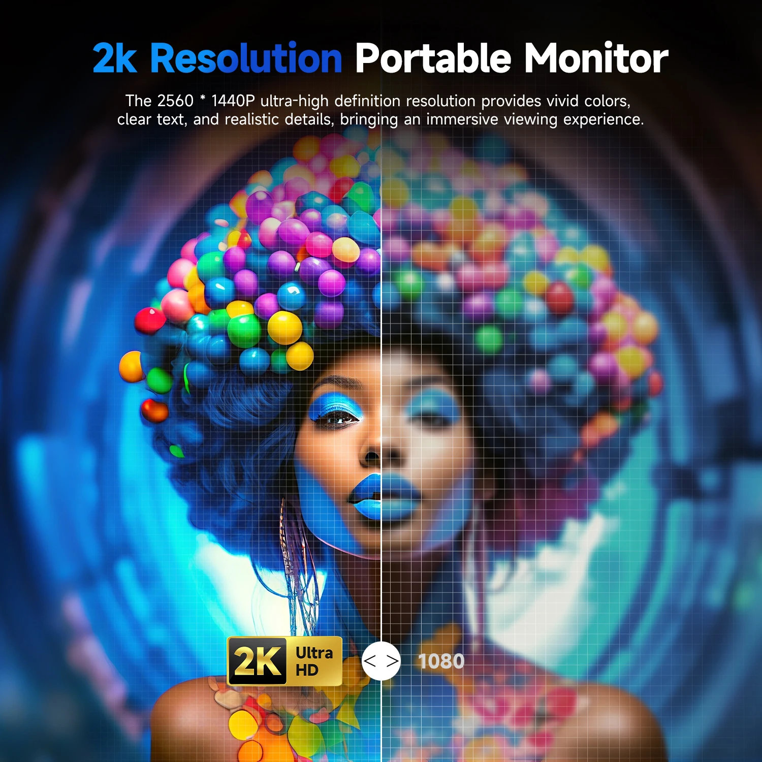 UPERFECT UMax 22 Touch/No Touch Computer Display 22" Monitor 2K 1440P 100% sRGB IPS Screen w/ Stand For Laptop PC Mac Phone Game - Image 3
