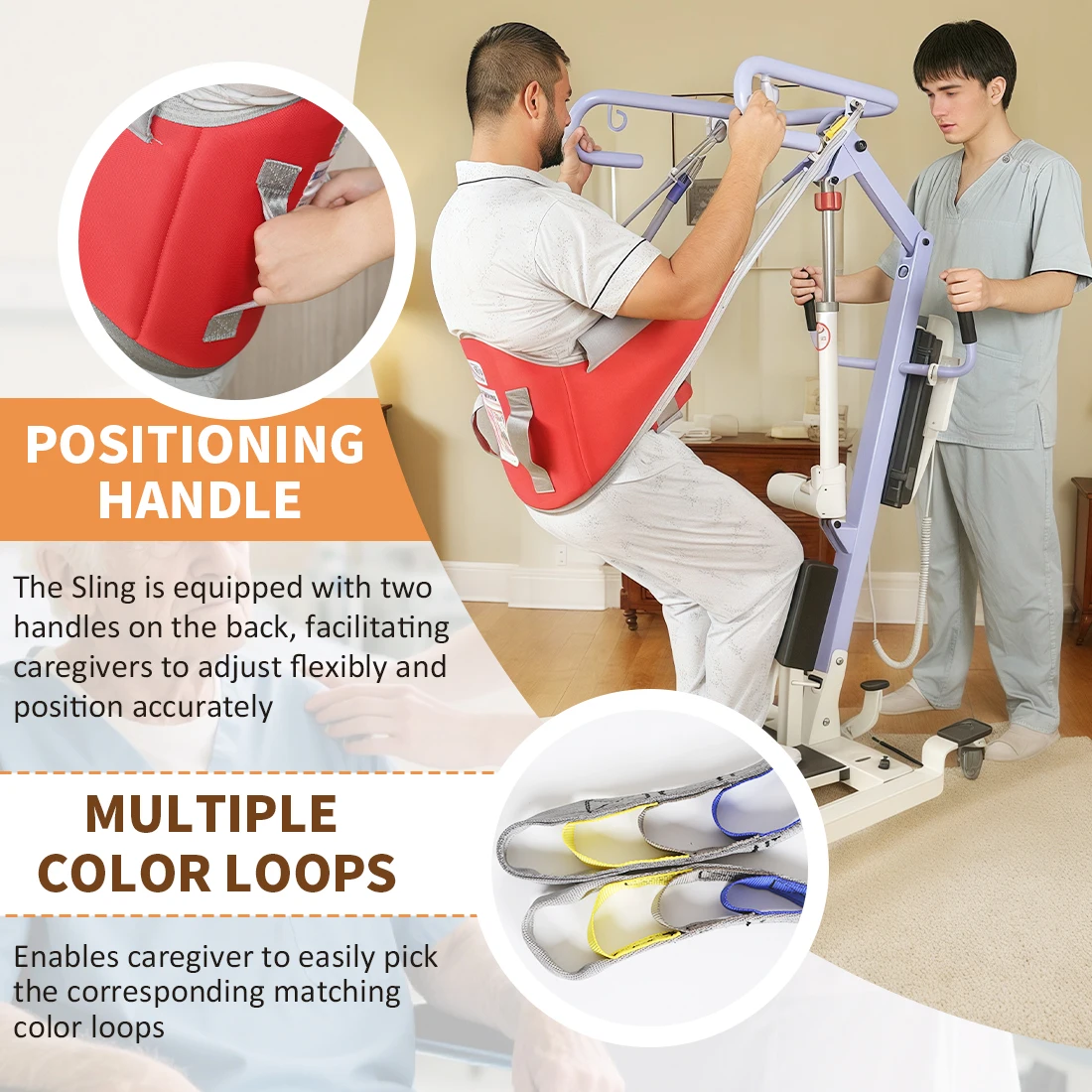 Ehucon Sit to Stand Lift Sling, suporte traseiro acolchoado e estilingue de transferência confortável, auxílio de mobilidade paciente resistente para idosos 500 libras - Image 3