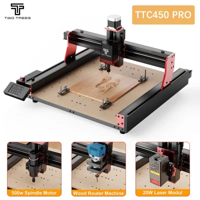 Twotrees ttc450 pro 3 eixos/4 eixos cnc roteador fresadora máquina de corte grbl gravador a laser para madeira acrílico pcb pvc mdf metal