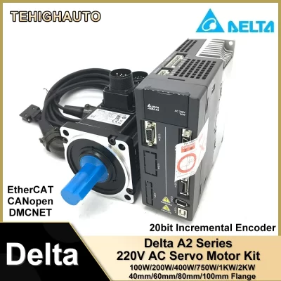 Kit de driver de servo motor Delta série A2 AC 220V 3000rpm 100W-2KW 40-180mm ASD-A2-0421-L + ECMA-C10604RS ECMA-C10807RS ECMA-C11010RS
