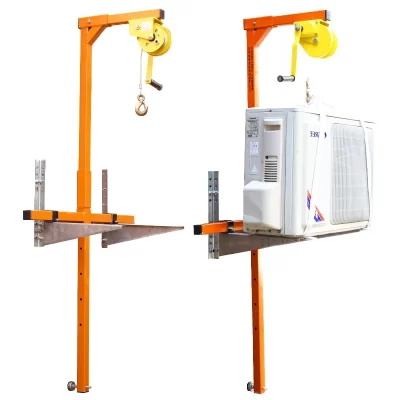 Máquina de elevação pequena guindaste portátil manivela, suporte de elevação, suporte externo do reparo do guindaste do condicionador de ar