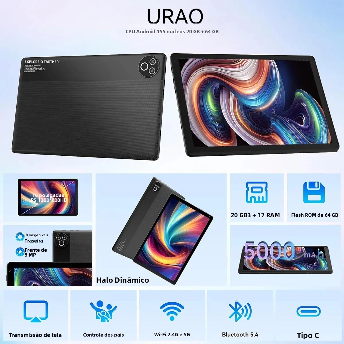 Android15 tablet 10.4 Polegada os gsm certificados comprimidos 1.8 ghz 5 núcleos 20gb ram 64gb rom 1tb expandir wifi 6 bluetooth 5.4 câmera dupla - Image 2