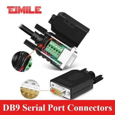 Conectores de porta serial db9 rs232 D-SUB 9 pinos macho fêmea plug com rs485 terminais de fuga 24awg fio conector de junta sem solda