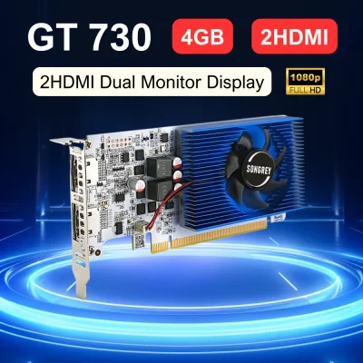 Placa gráfica SRhonyra GT730 4GB 1080P GPU de baixo perfil DDR3 2HDMI 2 Monitor Display PCI-E2.0 16X, GPU de computador, 1 ano de garantia