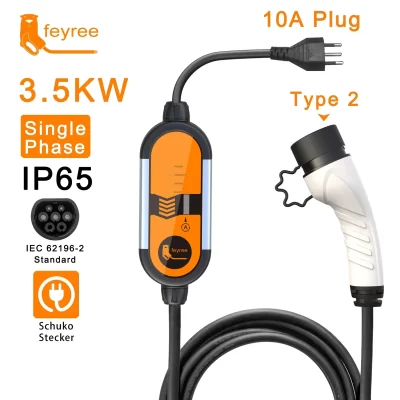 feyree Type2 7KW 32A EVSE Charging Box 3.5KW 16A 1Phase EV Portable Charger 11KW 16A 3Phase Car Charger for Electric Vehicle