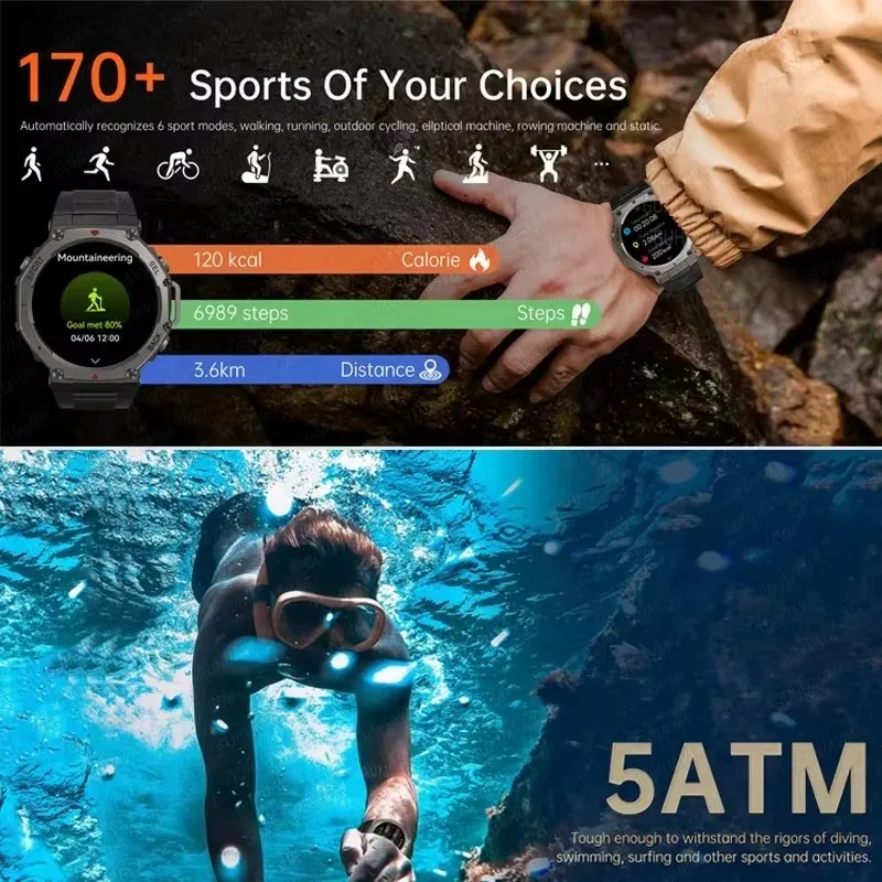 T-rex 3 ultra gps relógio inteligente 5 atm à prova dwaterproof água embutido banda dupla gnss bússola militar esporte smartwatch masculino 2025 novo para xiaomi - Image 5