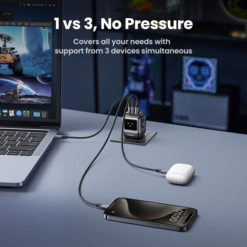 UGREEN 65W GaN Charger Uno Robot Design PD Fast Charger PPS PD3.0 for iPhone 17 16 15 Fast Charge for Xiaomi Laptop Macbook Pro - Image 3