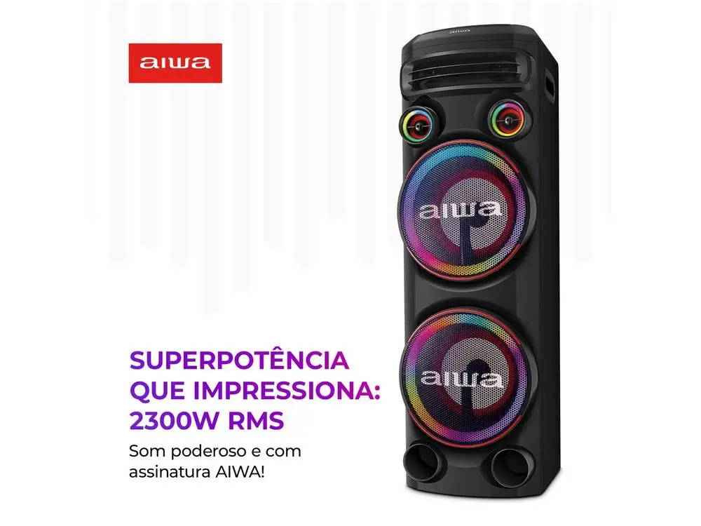 Aiwa AWS-T2W-02 Bluetooth 2300W RMS Amplified-Bivolt Tower Sound Box - Image 3