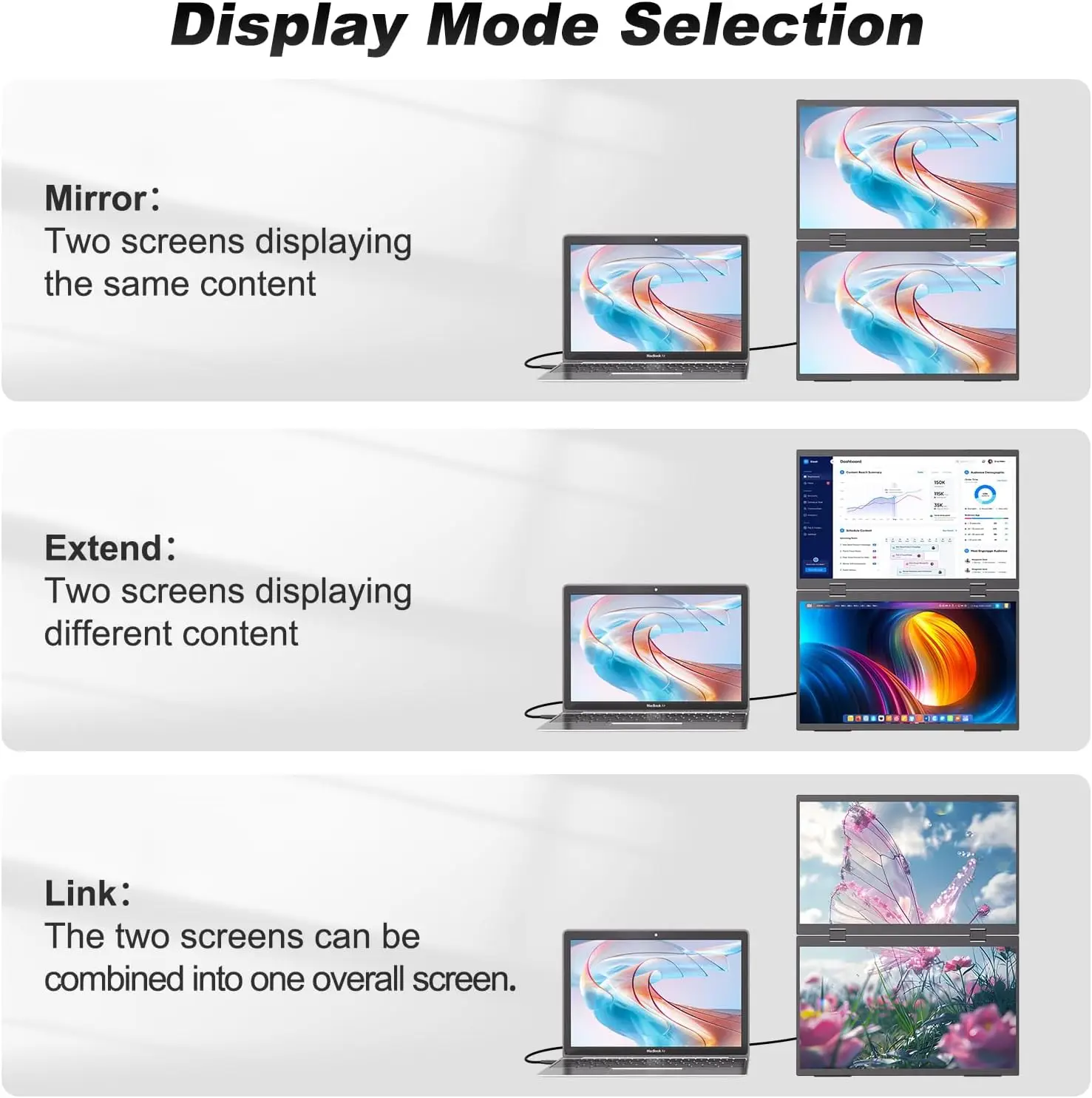 UPERFECT Delta 15.6"Dual Monitor Portable Gaming Triple Pc Display Laptop Screen 1080P HDR Folding Adjust For Phone Game Console - Image 4
