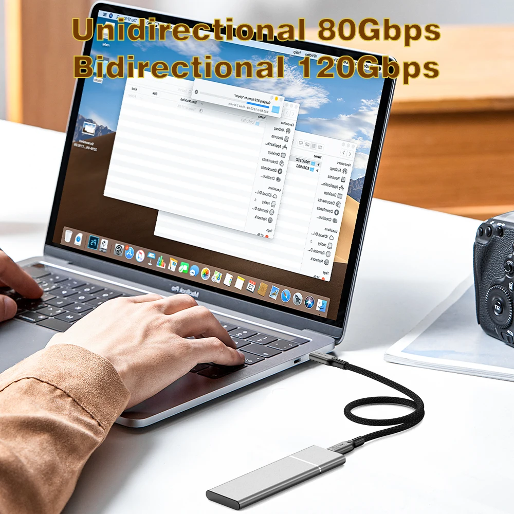 UGOURD 80Gbps Thunderbolt 5 Cable Certified Chip USB-C Thunderbolt5 2m 0.3m 120Gbps 240W 16K for MacBook M.2 Hard Drive USB4-V2 - Image 2