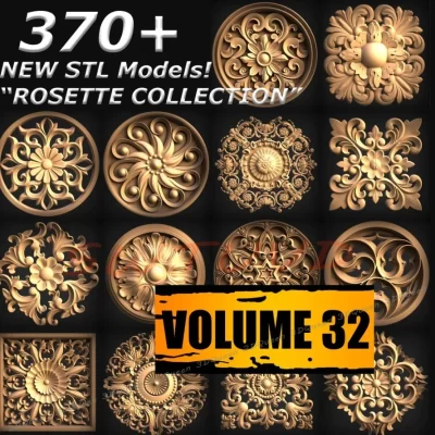 Coleção de modelos de arquivos 370 + Rosette STL para roteadores CNC, impressoras 3D para usinagem CNC