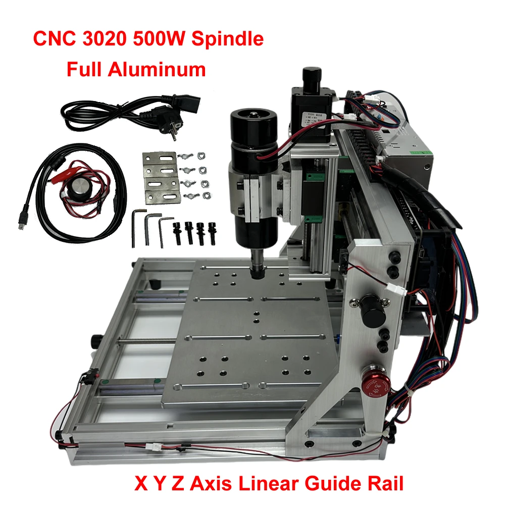 Trilho de guia linear de alumínio completo mini roteador cnc 3020 500w usb máquina de gravura cnc interruptor de limite pcb fresadora máquina de corte