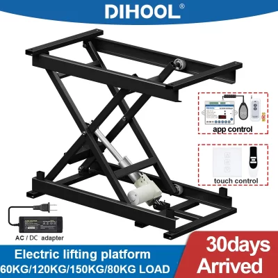 Plataforma de elevação elétrica mesa de chá 60/120/150kg carga elevação altura ajustável controle remoto motor unidade quadro ferro