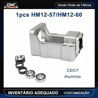 1pc alumínio HM12-57/HM12-60 stepper servo motor assento parafuso suporte rolamento suporte integrado fixo para motor nema23/ema24