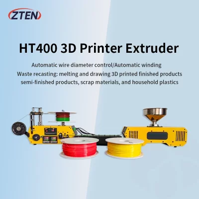 Extrusora de abelha de mesa ht400 para filamento de impressão 3d, enrolamento automático de controle de diâmetro de fio para triturador pa PLA-CF PETG-CF