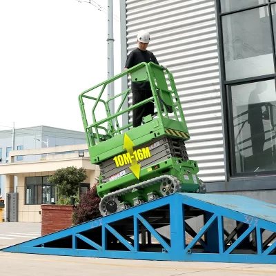 Plataforma de trabalho aéreo autopropelida sobre esteiras portátil elevador elétrico de tesoura