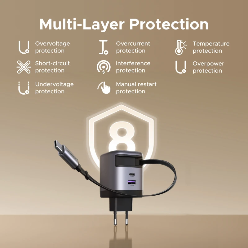 UGREEN 65W GaN Charger With Retractable USB C Cable For iPhone 16 15 Pro Samsung Xiaomi Laptop Macbook Tablet PD Fast Charger - Image 6