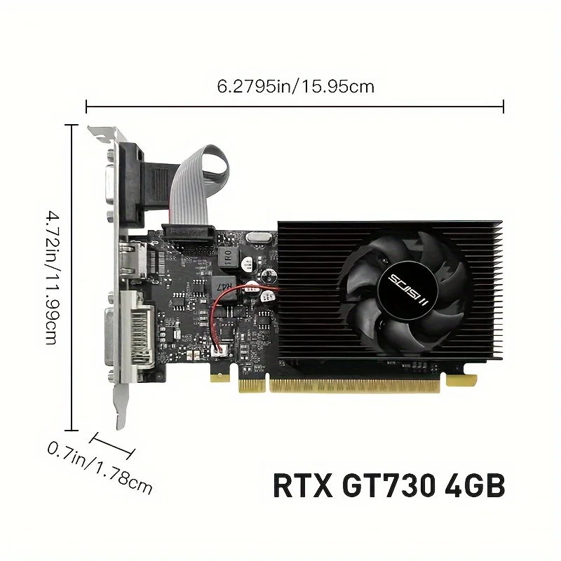 HTPC & Office Use SEJISHI NVIDIA GeForce GT730 4GB DDR3 Low Profile Graphics Card Silent Fanless Cooling - Image 4