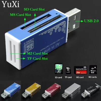 1pc usb 2.0 leitor de cartão multi leitor de cartão de memória tudo em 1 para sd tf ms m2 sdhc cartão adaptador plug para computador portátil desktop