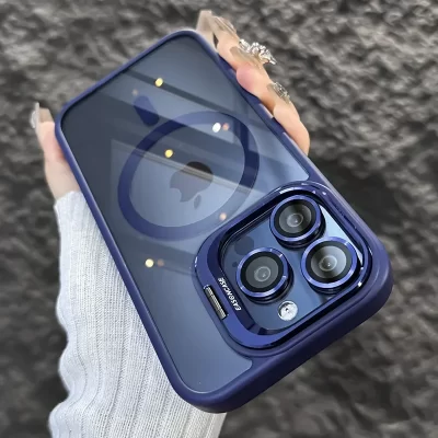 Luxury Metal Ring Bracket High Transparent Shockproof Mobile Phone Case For iPhone 16 15 14 13 12 11 ProMax Lens protective film