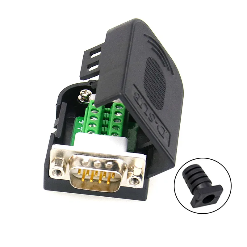 Db9 db9 rs232 rs485 conector D-SUB 9 pinos macho fêmea plug personalizado terminais de fuga branco cola fio conectores sem solda - Image 5