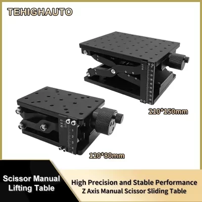 Mesa de elevação manual de tesoura, eixo z, plataforma de elevação óptica vertical, ajuste fino, plataforma de deslocamento para marcação a laser