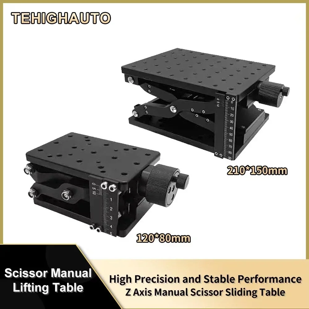 Mesa de elevação manual de tesoura, eixo z, plataforma de elevação óptica vertical, ajuste fino, plataforma de deslocamento para marcação a laser