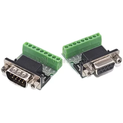 Conector macho e fêmea Adaptador, Terminal de parafuso, 9 pinos, 9 furos, RS232, RS485, placa de conversão, 1pcs