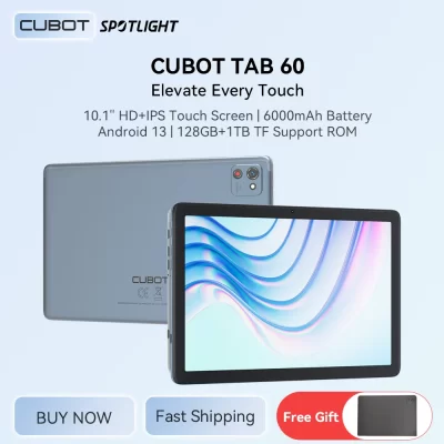 Cubot TAB 60, 2024 Novo tablet Android, Octa-Core, 8 GB de RAM (4 GB + 4 GB estendidos), ROM de 128 GB, tela HD + de 10,1 polegadas, bateria de 6000 mAh, OTG, WiFi 6, Bluetooth, tablete para estudante