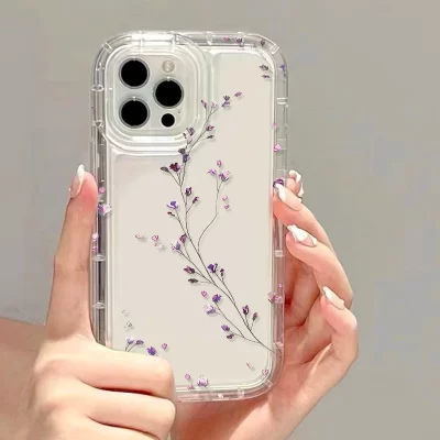 Flower Phone Case For iPhone 17 16 Pro Max Case iPhone 15 13 11 14 12 Pro Max 16E 8 7 Plus XR XS SE Transparent Shockproof Cover