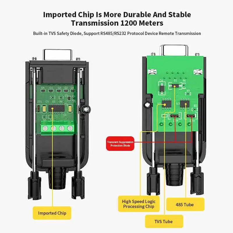 Nenhum fonte de alimentação rs485 para rs232 módulo de protocolo de porta serial conector bidirecional 232 a 485 db9 9in sem módulo de comunicação de soldagem - Image 2