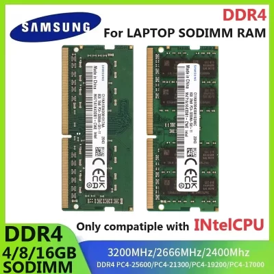 Memória RAM SAMSUNG para Laptop DDR4 SODIMM 4GB 8GB 3200MHz 16GB 2666MHz 2400MHz para CPU Intel PC4 2400T 2666V 3200