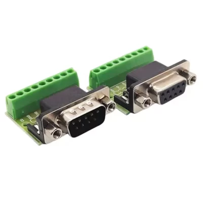 Adaptador de conector macho e fêmea db9, terminal de parafuso, 9 pinos, 9 furos, placa de conversão rs232 rs485
