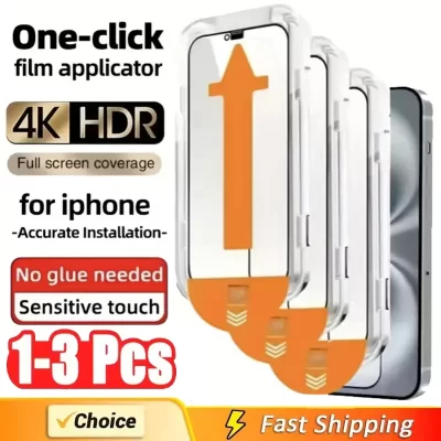 1-3Pc 8K High End Tempered Glass For iPhone 15 14 13 12 11 Pro Max XS MAX 15 16 Screen Protector With Alignment Mounting Cover