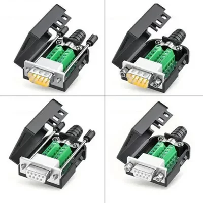 Conector rs232 rs485 db9, macho, fêmea, 9 pinos, terminais de fuga, conector com, terminais D-SUB, 21-24 awg, fio, conector sem solda