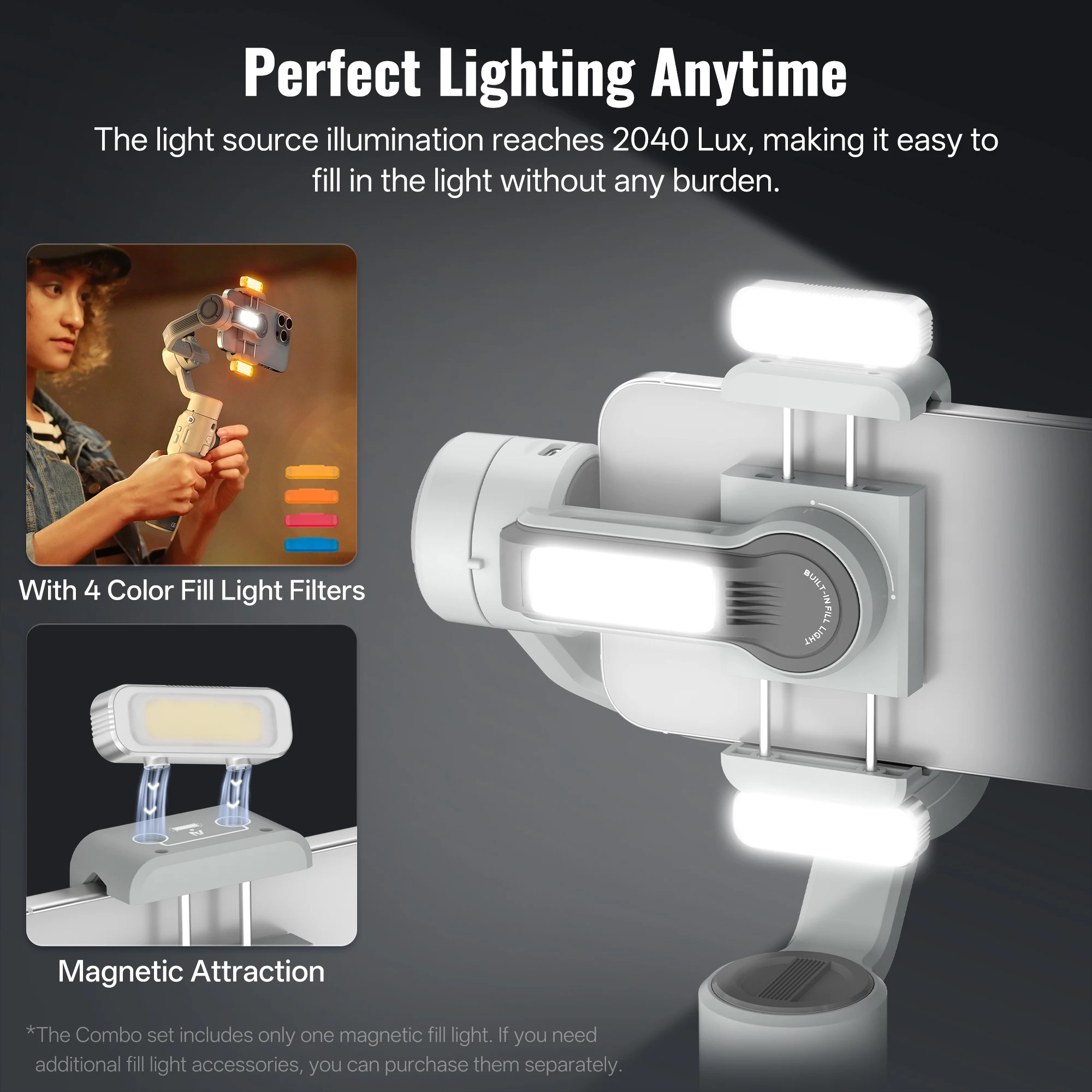 ZHIYUN Official CINEPEER SMOOTH 5E 3-Axis Phone Gimbal with LED Fill light AI tracking module Suitable for iPhone 16 Pro/Xiaomi - Image 3