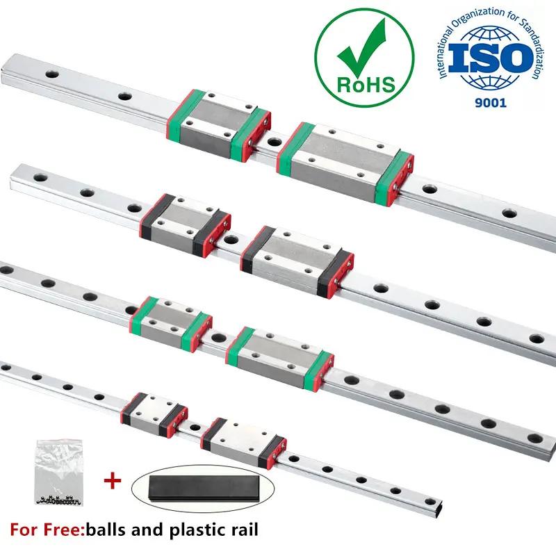 Guia linear miniatura do rolamento da corrediça do trilho linear Guia linear, CNC Kit, impressora 3D, MGN7, MGN12, MGN15, MGN9, L, 100mm, 200mm, 350mm, 500mm, 600mm, 800 milímetros