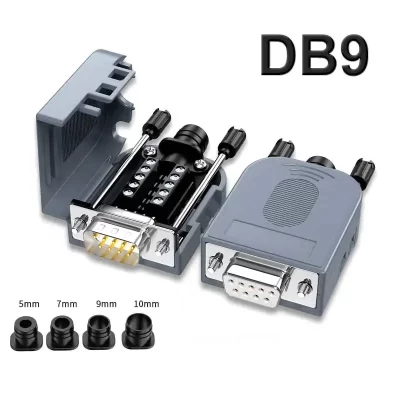 Conector db9 rs232, sem solda, macho, fêmea, 9 pinos, conectores D-SUB rs 232 485 com, porta serial, adaptador de terminal de fuga